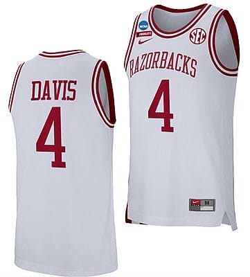 Davonte Davis Jersey #4 Arkansas Razorbacks College Basketball 2022 NCAA March Madness Retro White