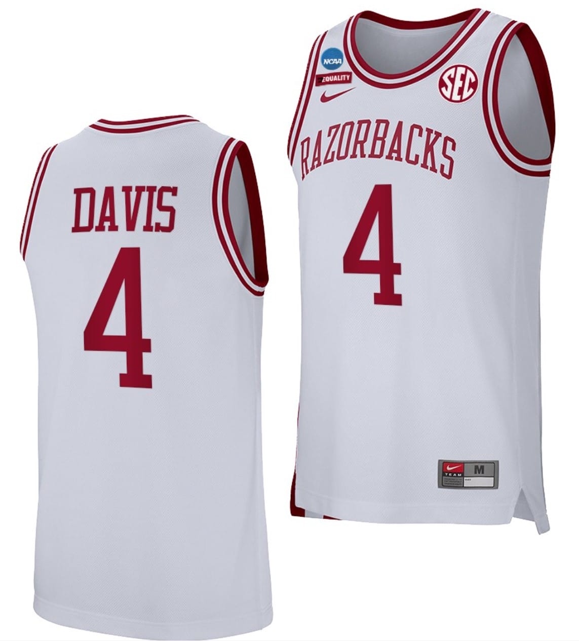 Davonte Davis Jersey #4 Arkansas Razorbacks College Basketball 2022 NCAA March Madness Retro White