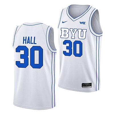 Dallin Hall Jersey #30 BYU Cougars College Basketball White