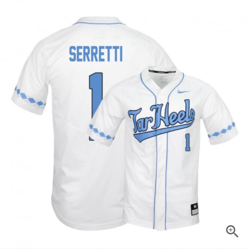 Danny Serretti Jersey #1 North Carolina Tar Heels Baseball NCAA College White Elite Alumni