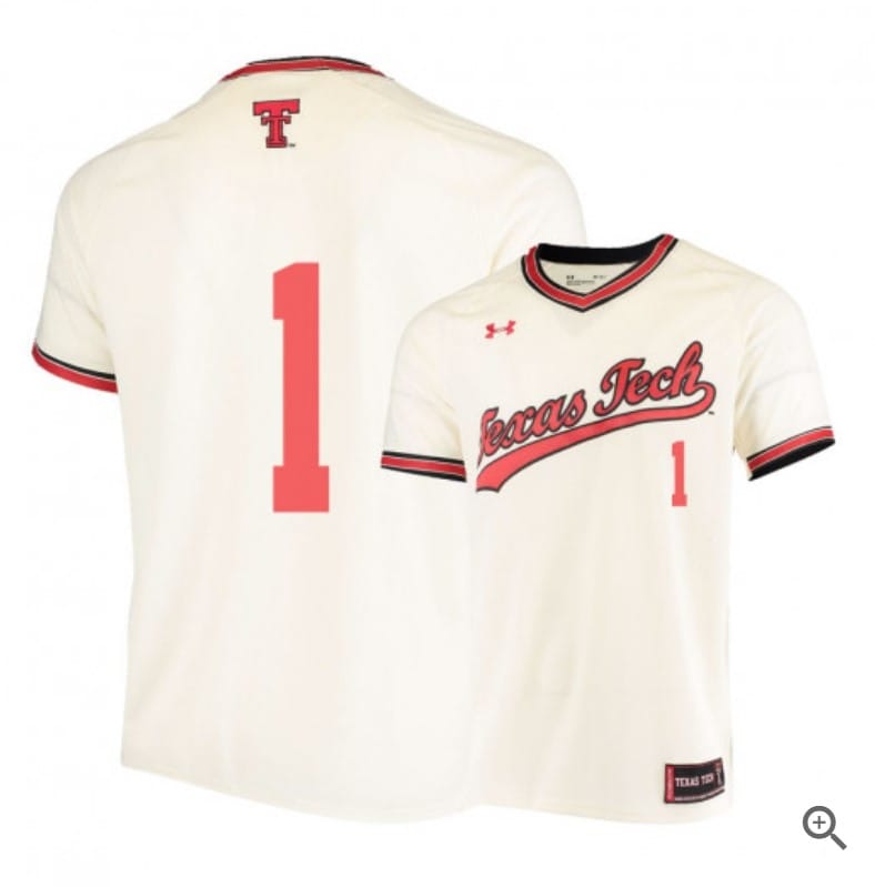 Dillon Carter Jersey #1 Texas Tech Red Raiders Baseball NCAA College Cream Alumni