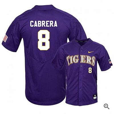 Daniel Cabrera Jersey #8 Lsu Tigers Baseball NCAA College Purple Elite Alumni