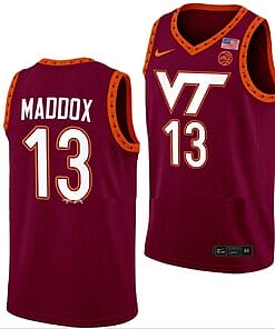 Dairus Maddox Jersey Virginia Tech Hokies College Basketball Swingman Maroon #13