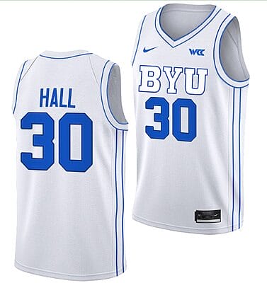 Dallin Hall Jersey #30 BYU Cougars College Basketball Jersey 2022-23 White
