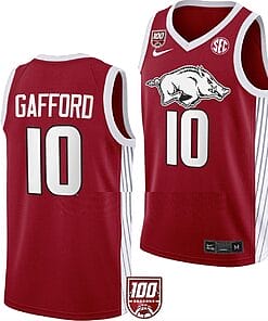 Daniel Gafford Jersey #10 Arkansas Razorbacks College Basketball 100 Season Red