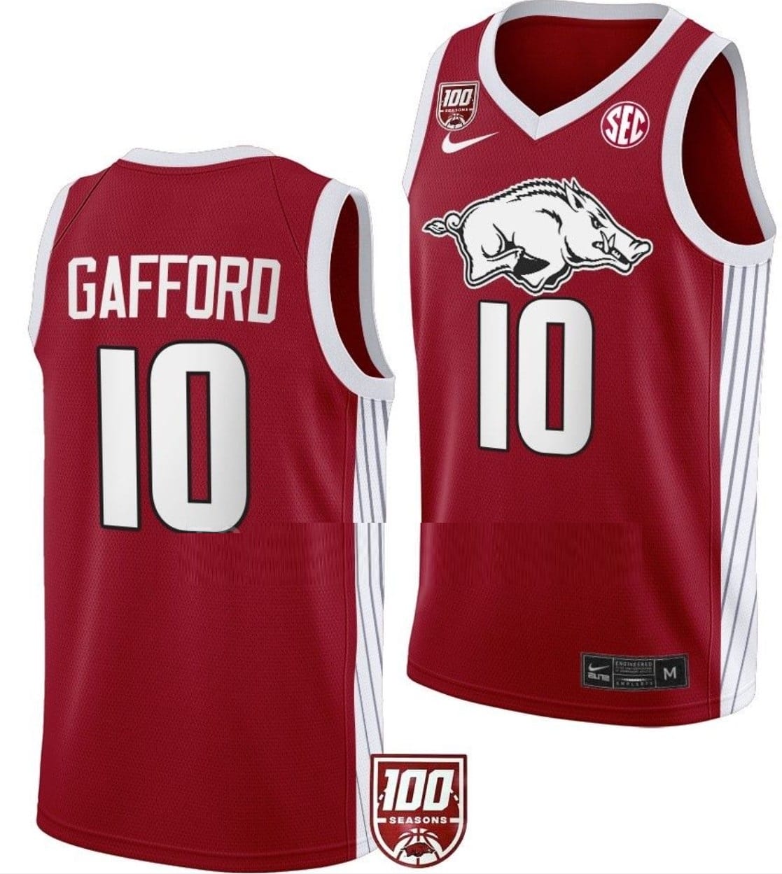 Daniel Gafford Jersey #10 Arkansas Razorbacks College Basketball 100 Season Red