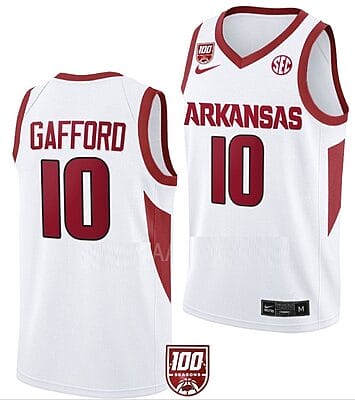 Daniel Gafford Jersey #10 Arkansas Razorbacks College Basketball 100 Season White