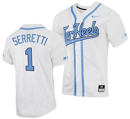 Danny Serretti Jersey #1 North Carolina Tar Heels Baseball White Full-Button