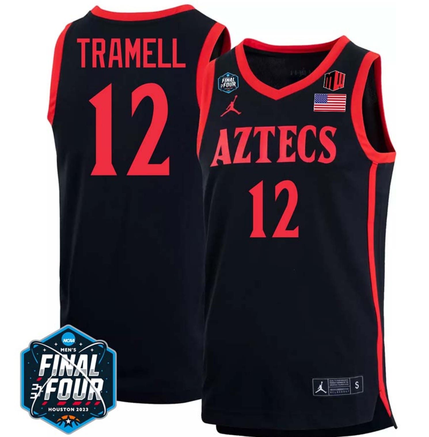 Darrion Trammell Jersey #12 San Diego State Aztecs College Basketball 2023 NCAA Final Four Black