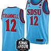 Darrion Trammell Jersey #12 San Diego State Aztecs College Basketball 2023 NCAA Final Four Blue
