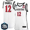 Darrion Trammell Jersey #12 San Diego State Aztecs College Basketball 2023 NCAA Final Four White