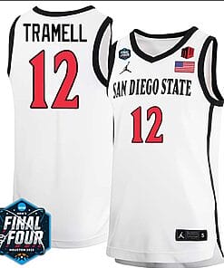 Darrion Trammell Jersey #12 San Diego State Aztecs College Basketball 2023 NCAA Final Four White