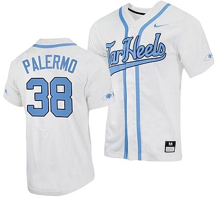 Davis Palermo Jersey #38 North Carolina Tar Heels Baseball White Full-Button