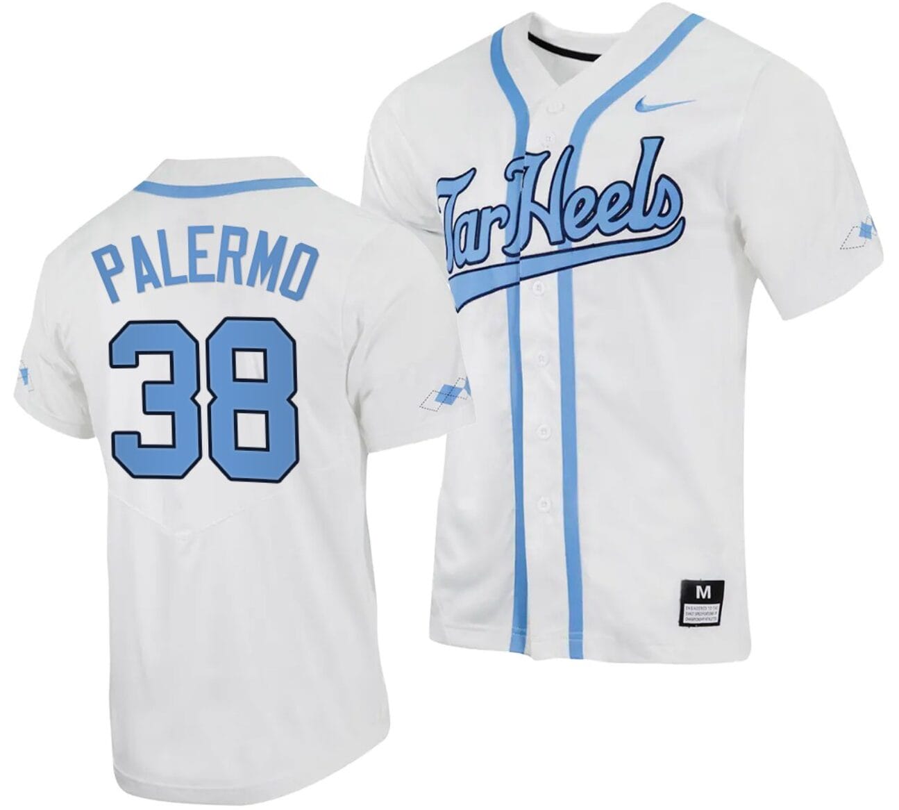 Davis Palermo Jersey #38 North Carolina Tar Heels Baseball White Full-Button