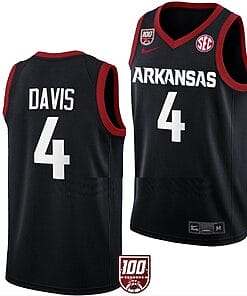 Davonte Davis Jersey #4 Arkansas Razorbacks College Basketball 100 Season Black