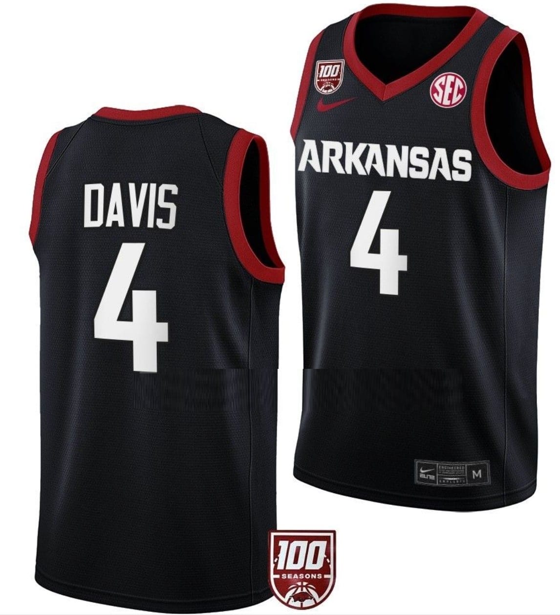 Davonte Davis Jersey #4 Arkansas Razorbacks College Basketball 100 Season Black
