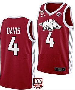 Davonte Davis Jersey #4 Arkansas Razorbacks College Basketball 100 Season Limited Red