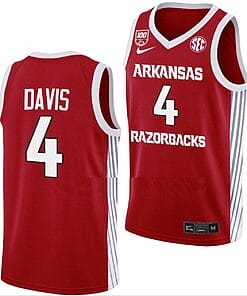 Davonte Davis Jersey #4 Arkansas Razorbacks College Basketball 100 Season Red