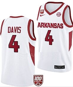 Davonte Davis Jersey #4 Arkansas Razorbacks College Basketball 100 Season White
