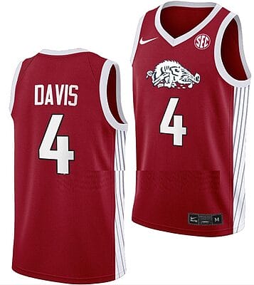 Davonte Davis Jersey #4 Arkansas Razorbacks College Basketball Road Red