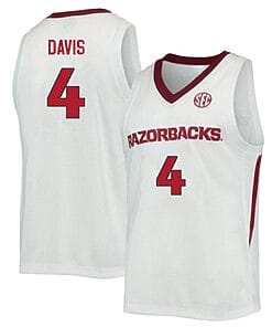 Davonte Davis Jersey #4 Arkansas Razorbacks College Basketball White 1