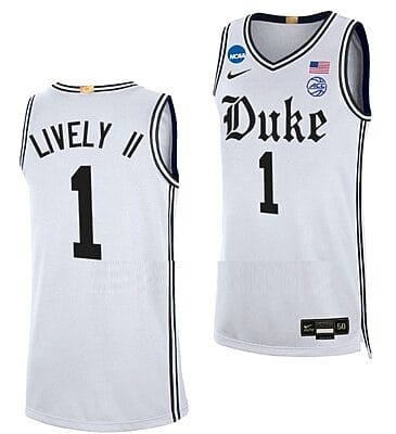 Dereck Lively II Jersey Duke Blue Devil College Basketball 2023 NCAA March Madness White #1