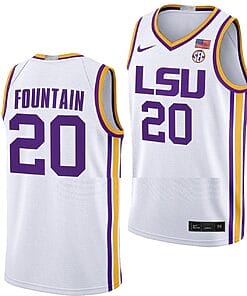 Derek Fountain Jersey #20 LSU Tigers College Basketball Limited White
