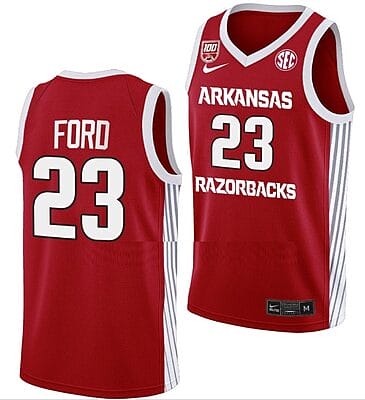 Derrian Ford Jersey #23 Arkansas Razorbacks College Basketball 100 Season Red