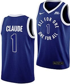 Desmond Claude Jersey #1 Xavier Musketeers All For One Blue College Basketball Uniform