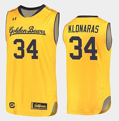 Dimitrios Klonaras Jersey #34 California Golden Bears College Basketball Yellow