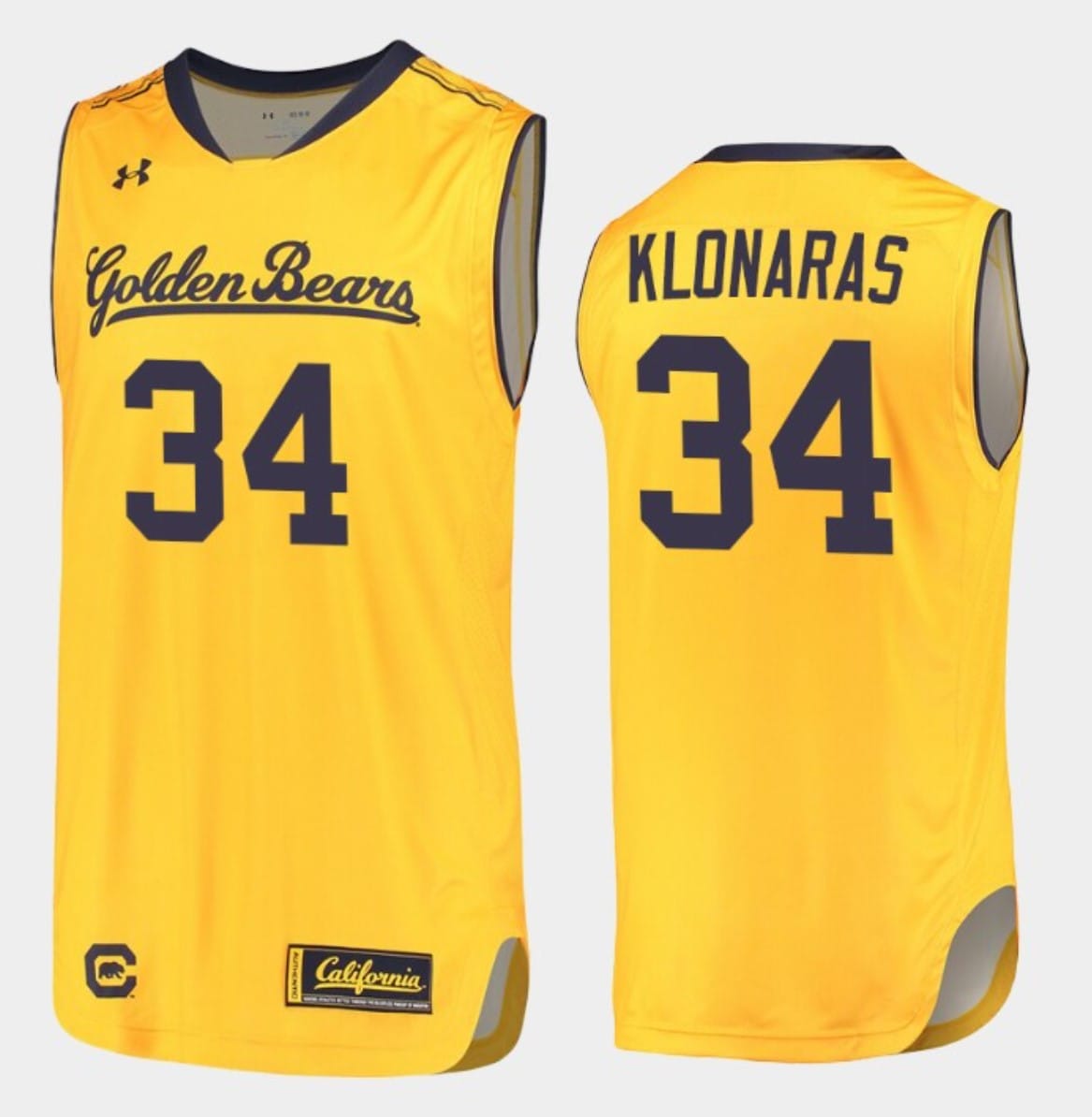 Dimitrios Klonaras Jersey #34 California Golden Bears College Basketball Yellow