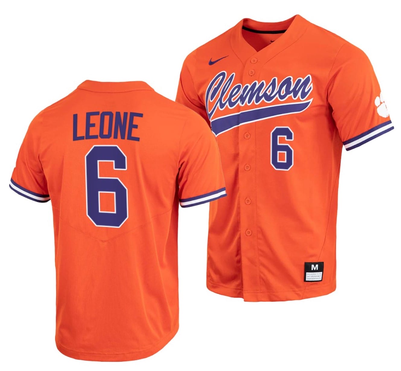 Dominic Leone Jersey #6 Clemson Tigers College Baseball Orange Full-Button