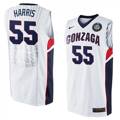 Dominick Harris Jersey #55 Gonzaga Bulldogs College Basketball White