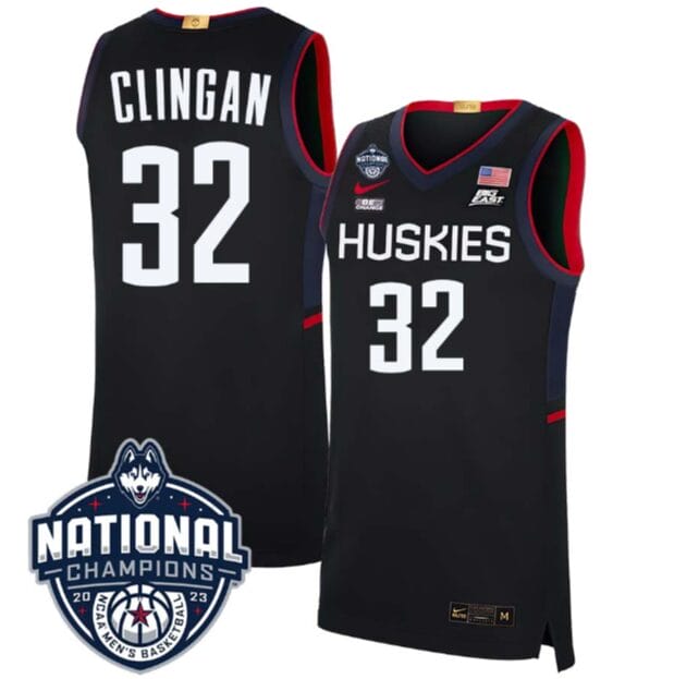 Donovan Clingan Jersey #31 UConn Huskies 2023 National Champions College Basketball Black