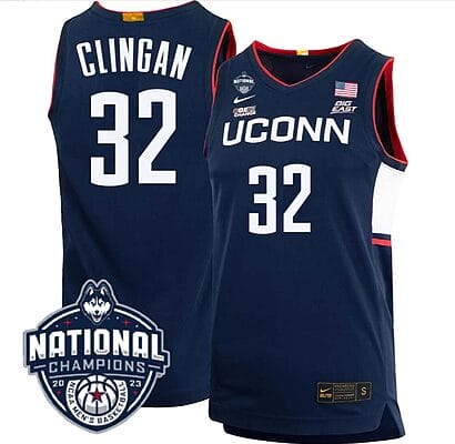Donovan Clingan Jersey #31 UConn Huskies 2023 National Champions College Basketball Navy