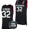 Donovan Clingan Jersey #32 UConn Huskies College Basketball 2023 NCAA Final Four Black