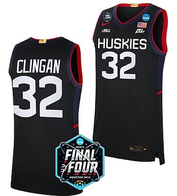 Donovan Clingan Jersey #32 UConn Huskies College Basketball 2023 NCAA Final Four Black