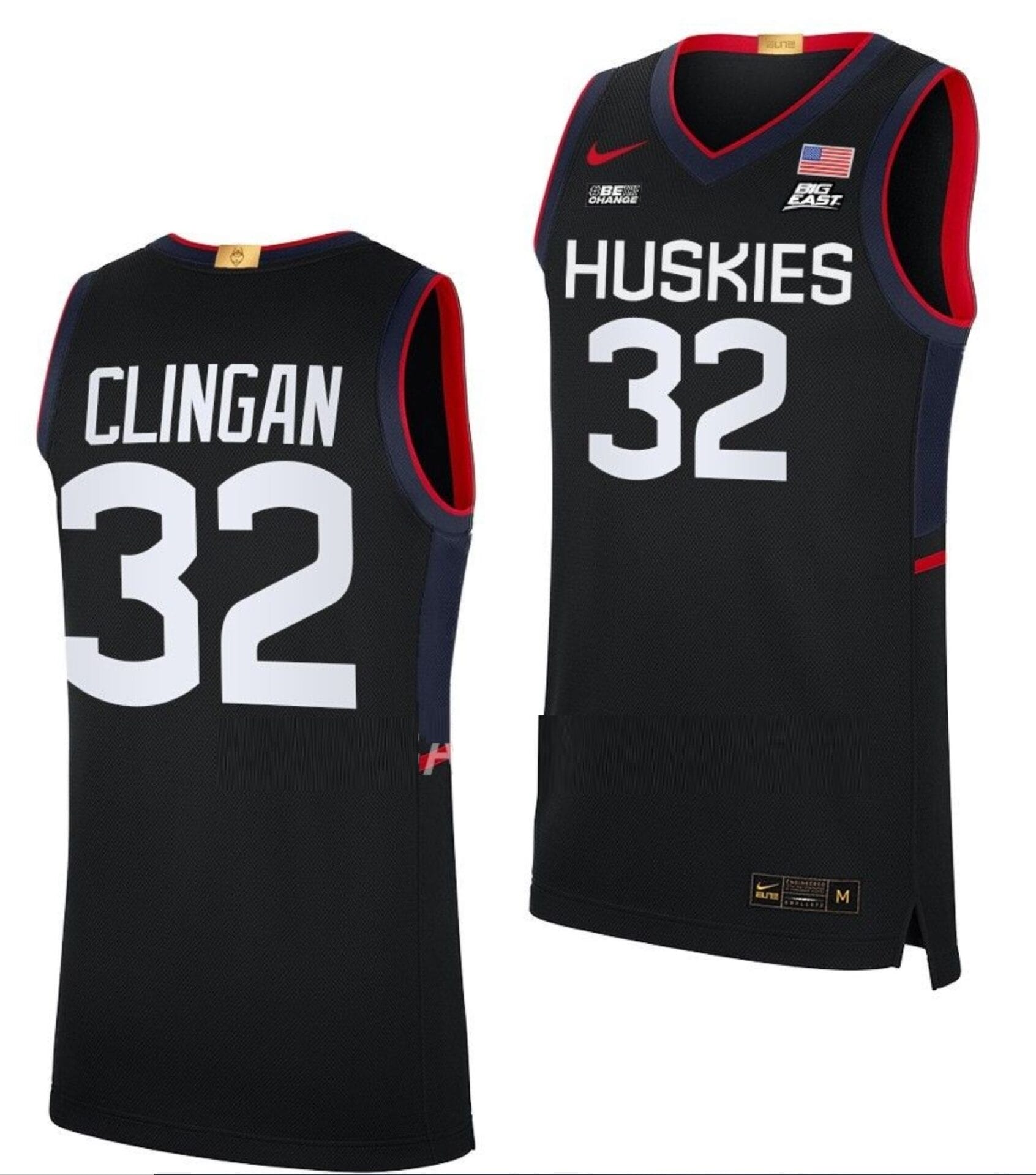 Donovan Clingan Jersey #32 UConn Huskies College Basketball Limited Black