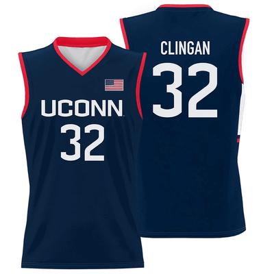 Donovan Clingan Jersey UConn Huskies College Basketball Navy #321