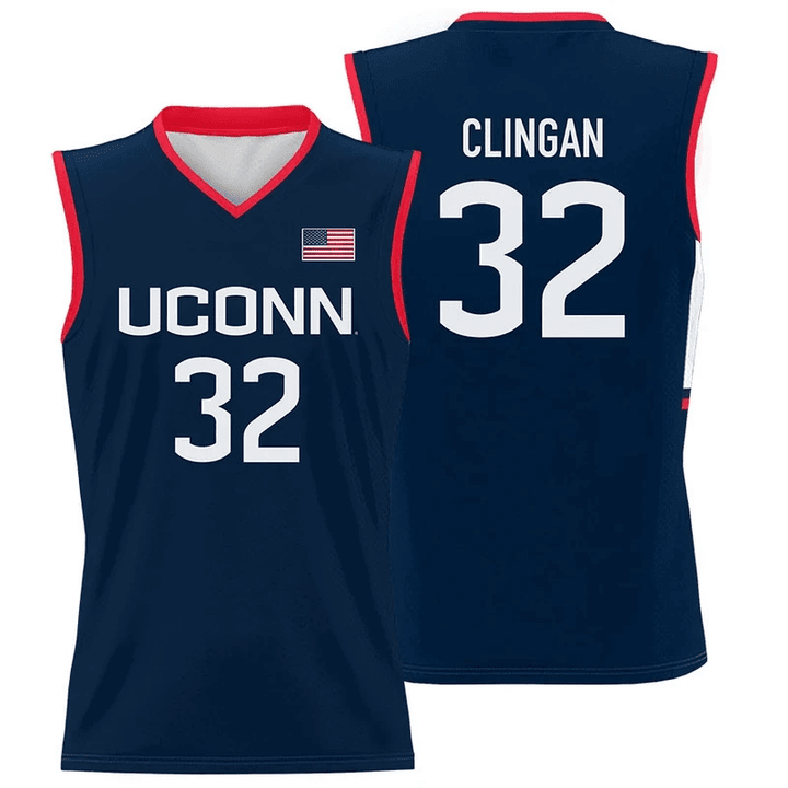 Donovan Clingan Jersey UConn Huskies College Basketball Navy #321