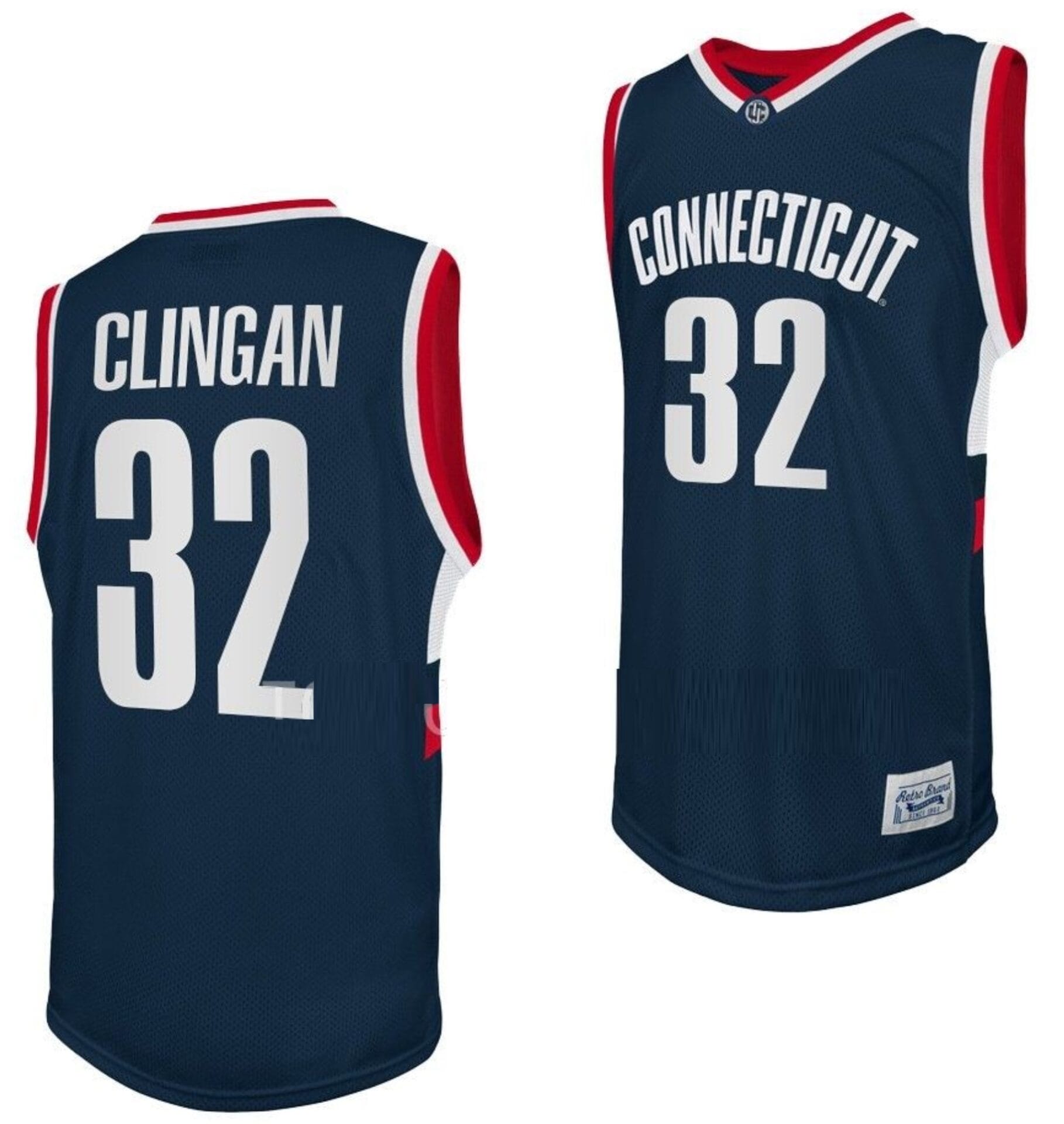 Donovan Clingan Jersey #32 UConn Huskies College Basketball Navy Retro