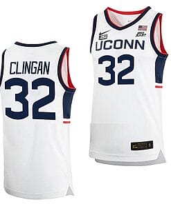 Donovan Clingan Jersey #32 UConn Huskies College Basketball White Replica