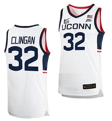 Donovan Clingan Jersey #32 UConn Huskies College Basketball White Replica