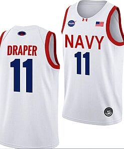 Donovan Draper Jersey #11 Navy Midshipmen NASA-Themed Basketball uniform 2023-24 White