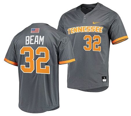 Drew Beam Jersey #32 Tennessee Volunteers College Baseball Grey