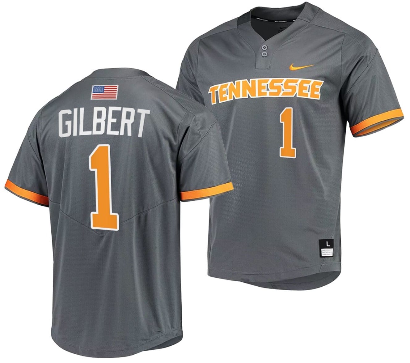 Drew Gilbert Jersey #1 Tennessee Volunteers College Baseball Grey