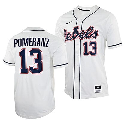 Drew Pomeranz Jersey #13 Ole Miss Rebels College Baseball White