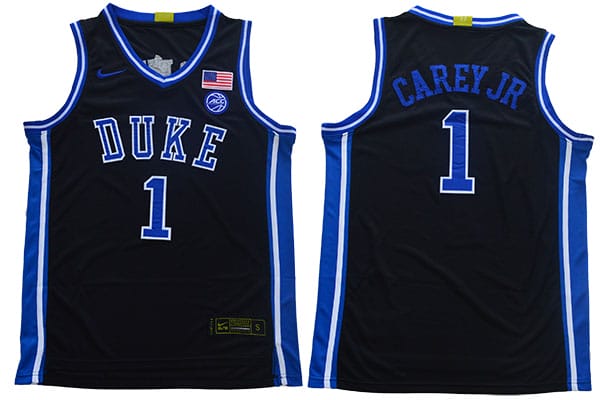 Carey Jr Jersey #1 Duke Blue Devils Basketball NCAA Basketball Black