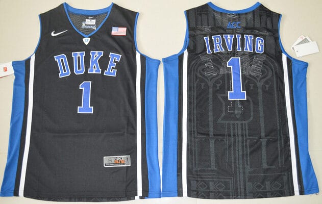 Kyrie Irving Jersey Duke Blue Devils #1 Basketball NCAA Basketball Jersey Black Elite