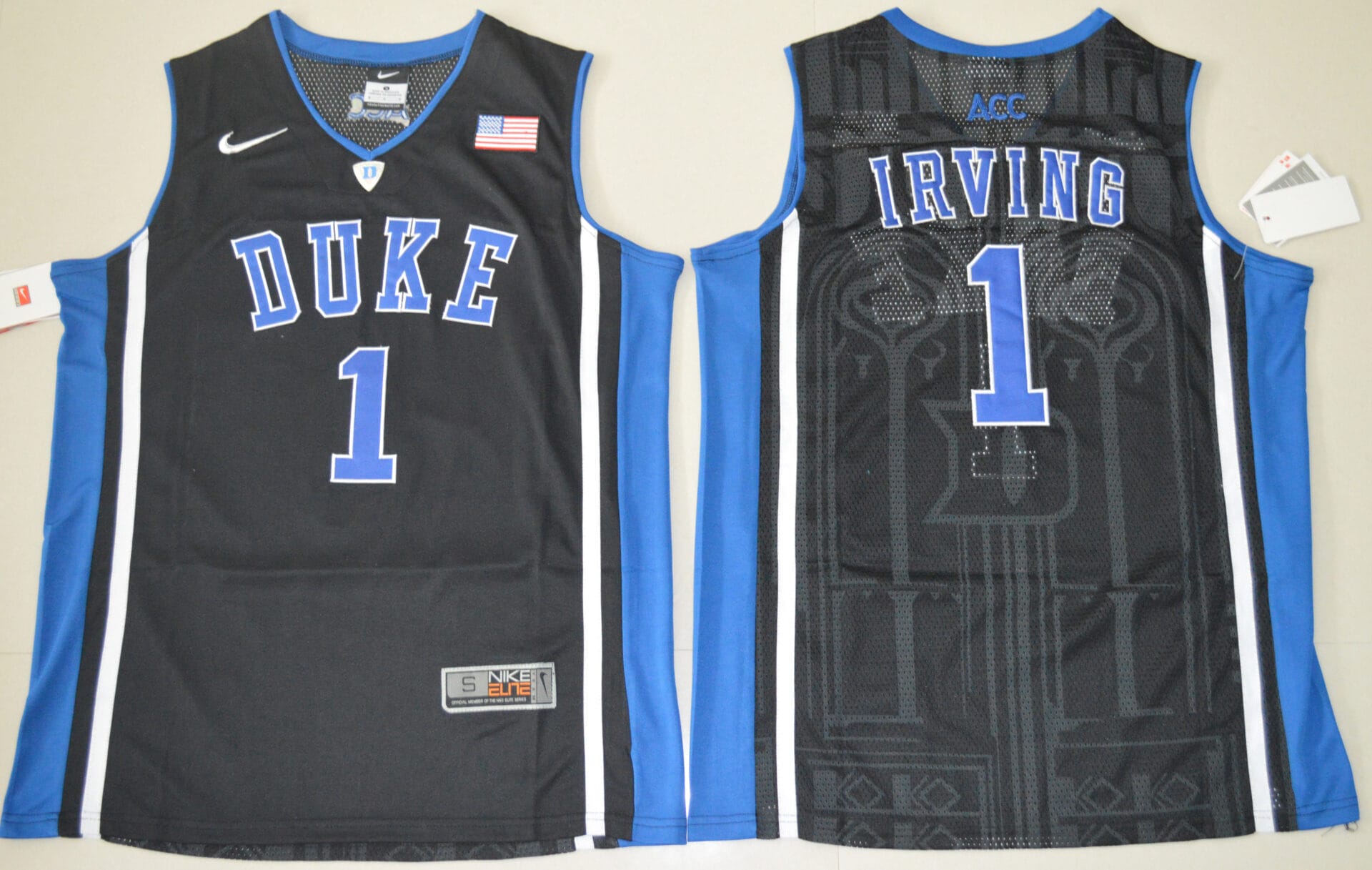Kyrie Irving Jersey Duke Blue Devils #1 Basketball NCAA Basketball Jersey Black Elite